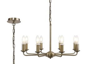 D0676  Banyan Pendant/Semi Flush 8 Light Antique Brass